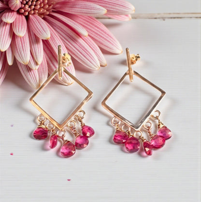 Silver and Rose Gold Drop Earrings