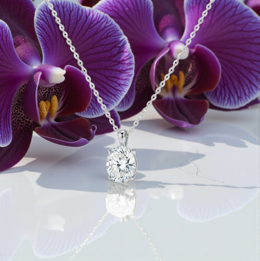 Collana Punto Luce Ovale MOISSANITE USA, in Argento S925