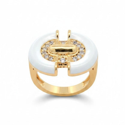 Anello Modello PENELOPE con smalto bianco, in ACCIAIO inox