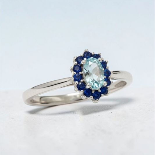 Anelli Micro kate Celeste e Blu Tanzanite, Argento S925