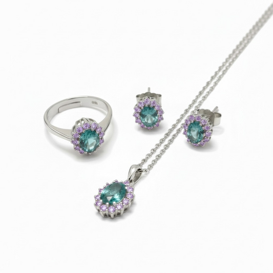 SET Micro kate Paraiba/Lilla, Argento S925
