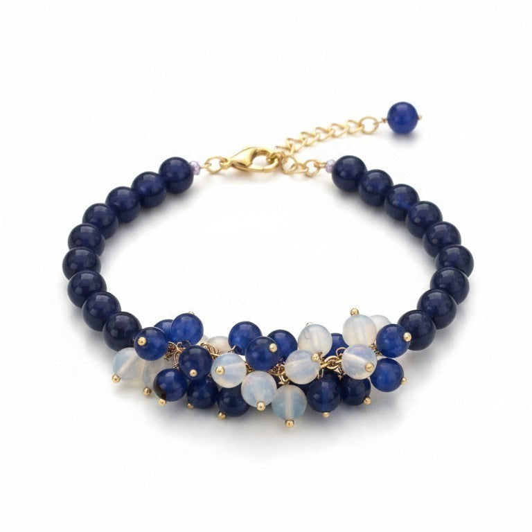 Bracciale Morbido a Grappolo, in Agata Blu