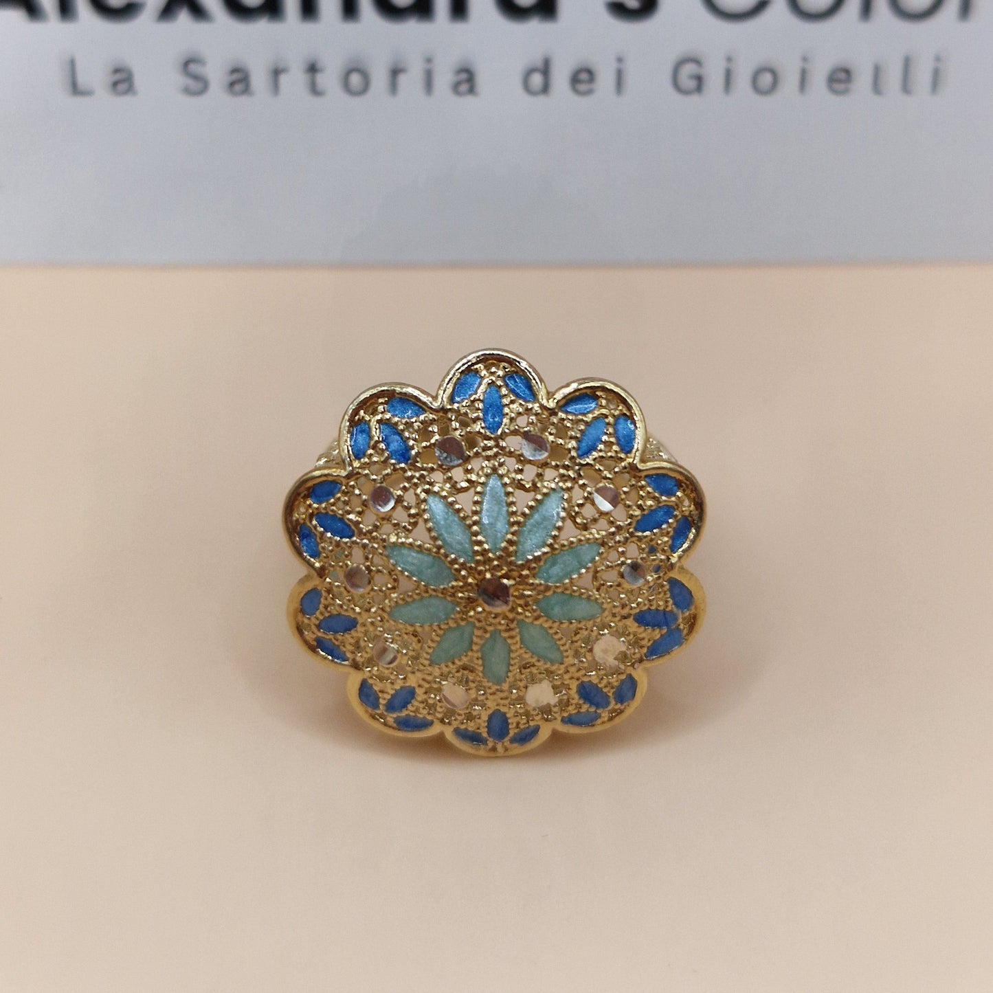 Anelli Fiore, Preziosi , in Filigrana, Argento 925 e Bagno in Oro
