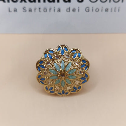 Anelli Fiore, Preziosi , in Filigrana, Argento 925 e Bagno in Oro