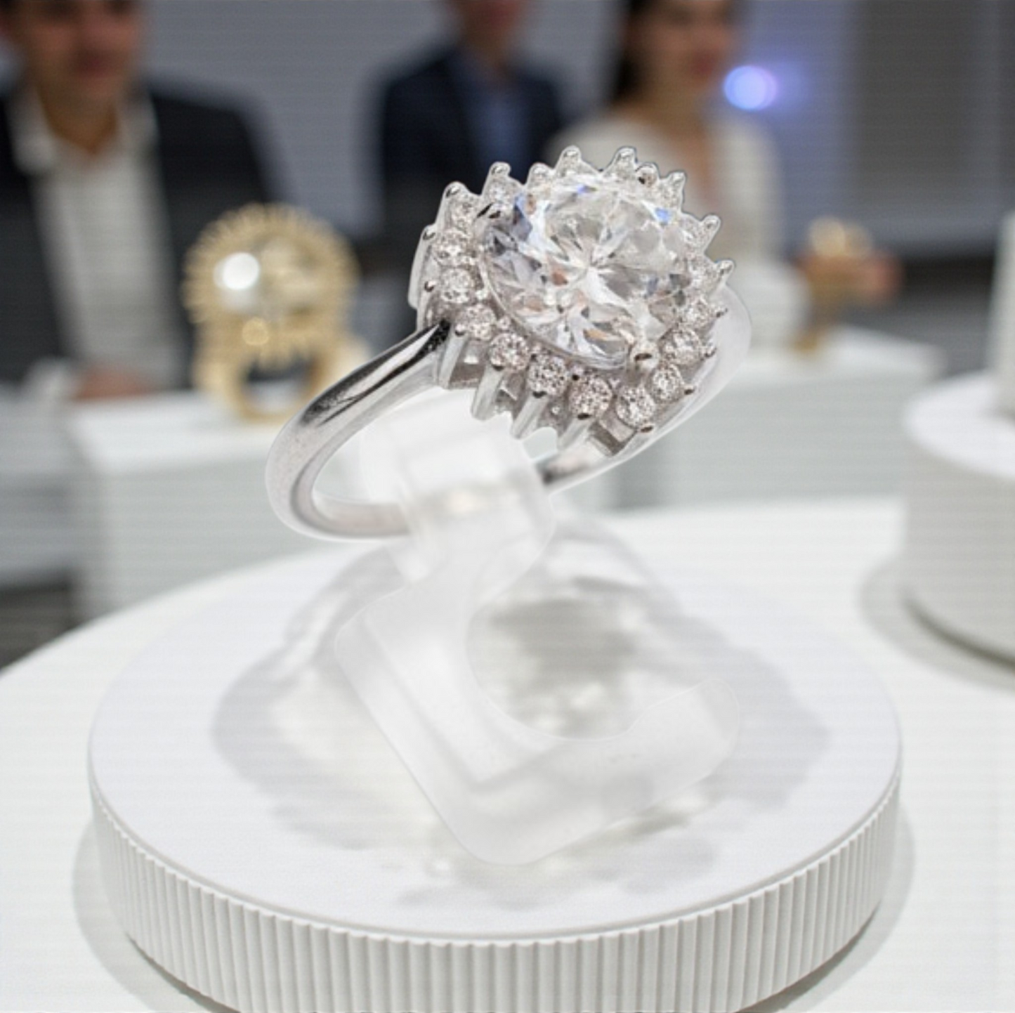 Anello Solitario CUORE in MOISSANITE USA, in Argento S925