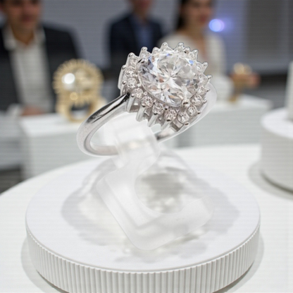 Anello Solitario CUORE in MOISSANITE USA, in Argento S925