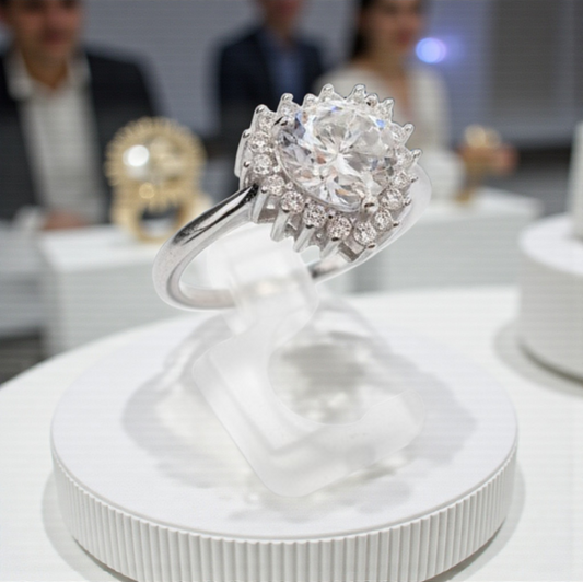 Anello Solitario CUORE in MOISSANITE USA, in Argento S925