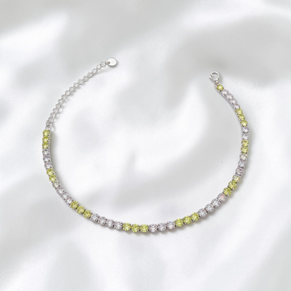 Bracciale Tennis Lilla e lemon, in Argento S925