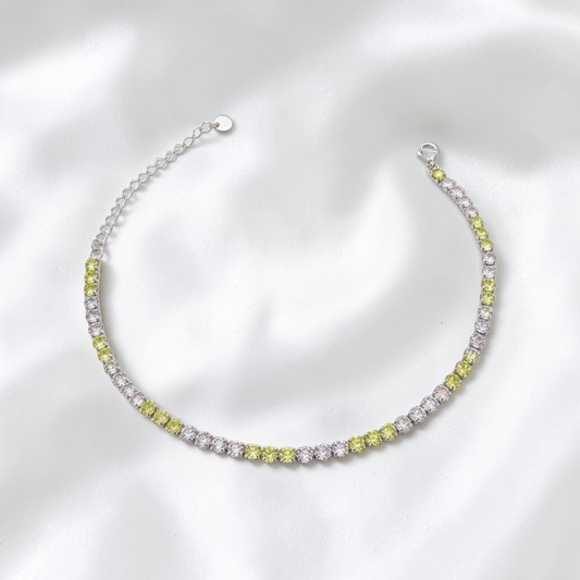 Bracciale Tennis Lilla e lemon, in Argento S925
