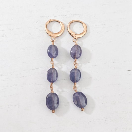 Orecchini Pendenti con Sassi di Calcedonio, Argento s925