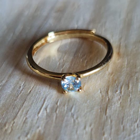 Anello Solitatio 4mm base GOLD Produzione Propria, in ARGENTO S925