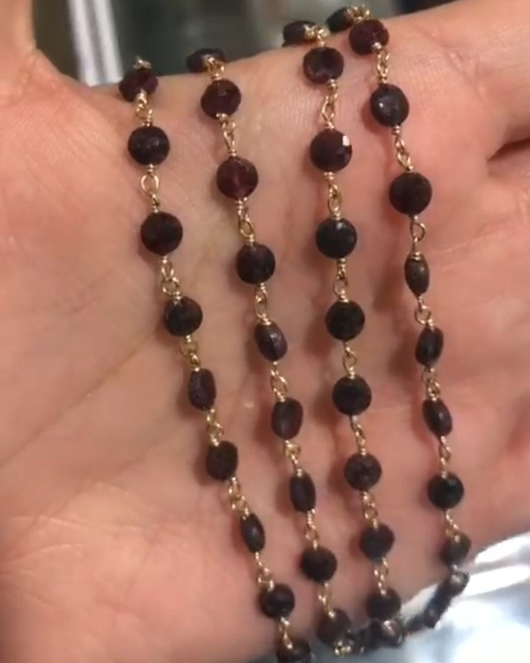 Collana in GRANATO PURO taglio moneta, Argento S925
