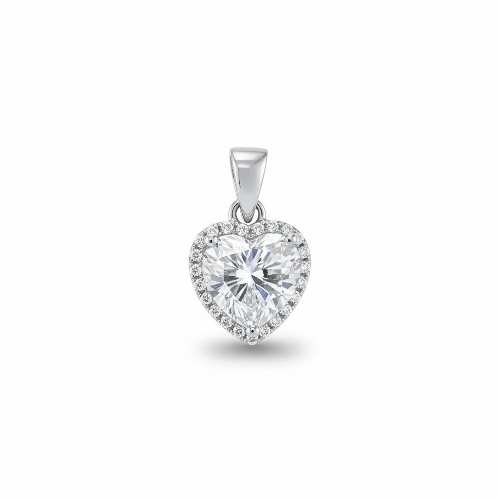 Ciondolo Cuore in MOISSANITE USA, in Argento S925