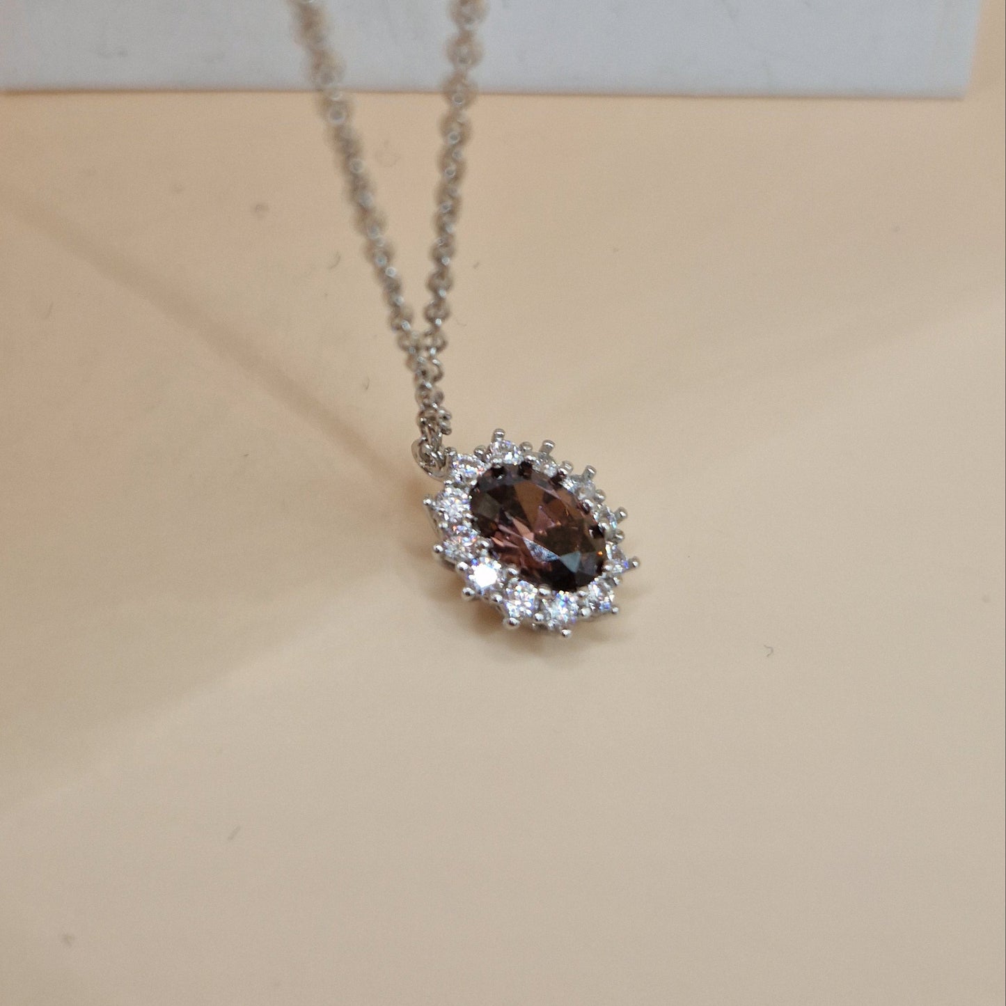 Collana Kate Brown o Vino Zirconia 5A, Argento s925 ESCLUSIVA