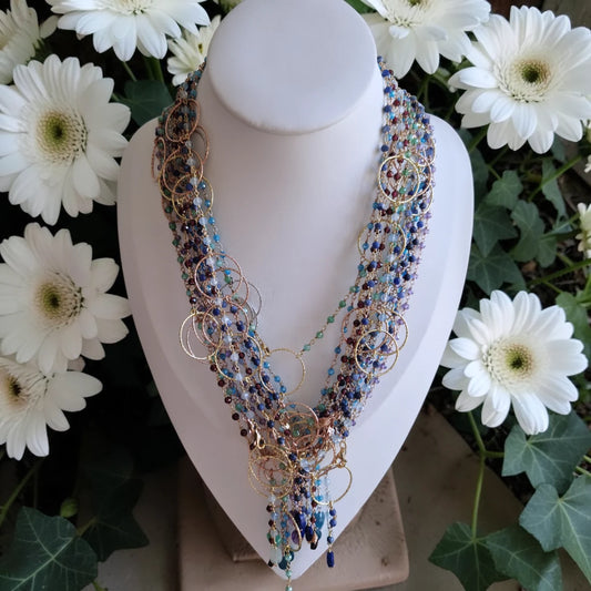 Collane Ad Y con Cerchi diamantati, Argento s925 e pietre naturali
