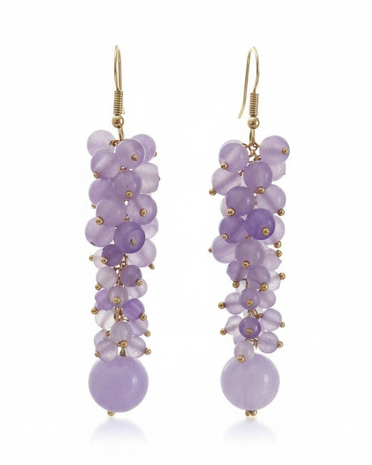 Orecchini a Grappolo Viola, Argento s925 + ottone