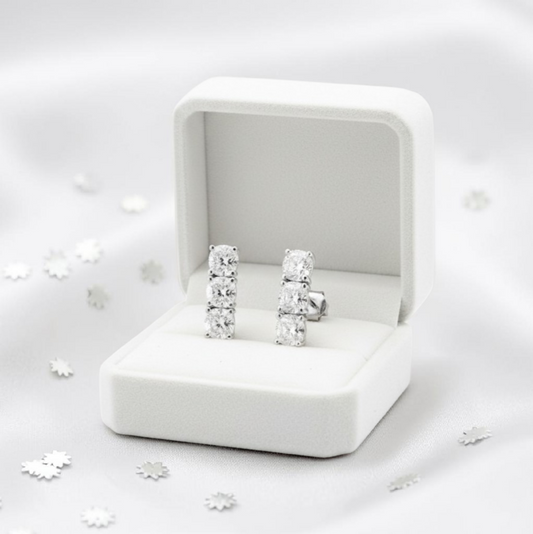 Orecchini Trilogy MOISSANITE certificata, in Argento S925