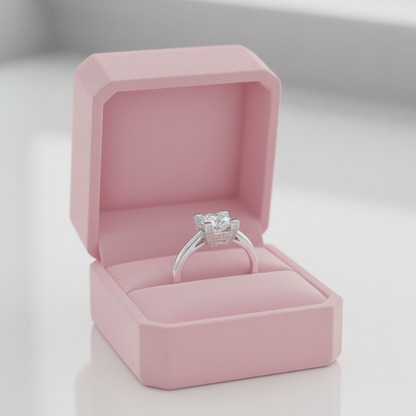 4-Petal Flower Ring, in S925 Silver and Zircons