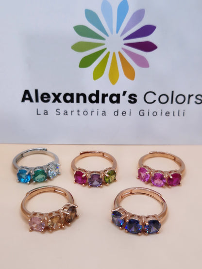 Anello Trilogy Colorato in Argento 925