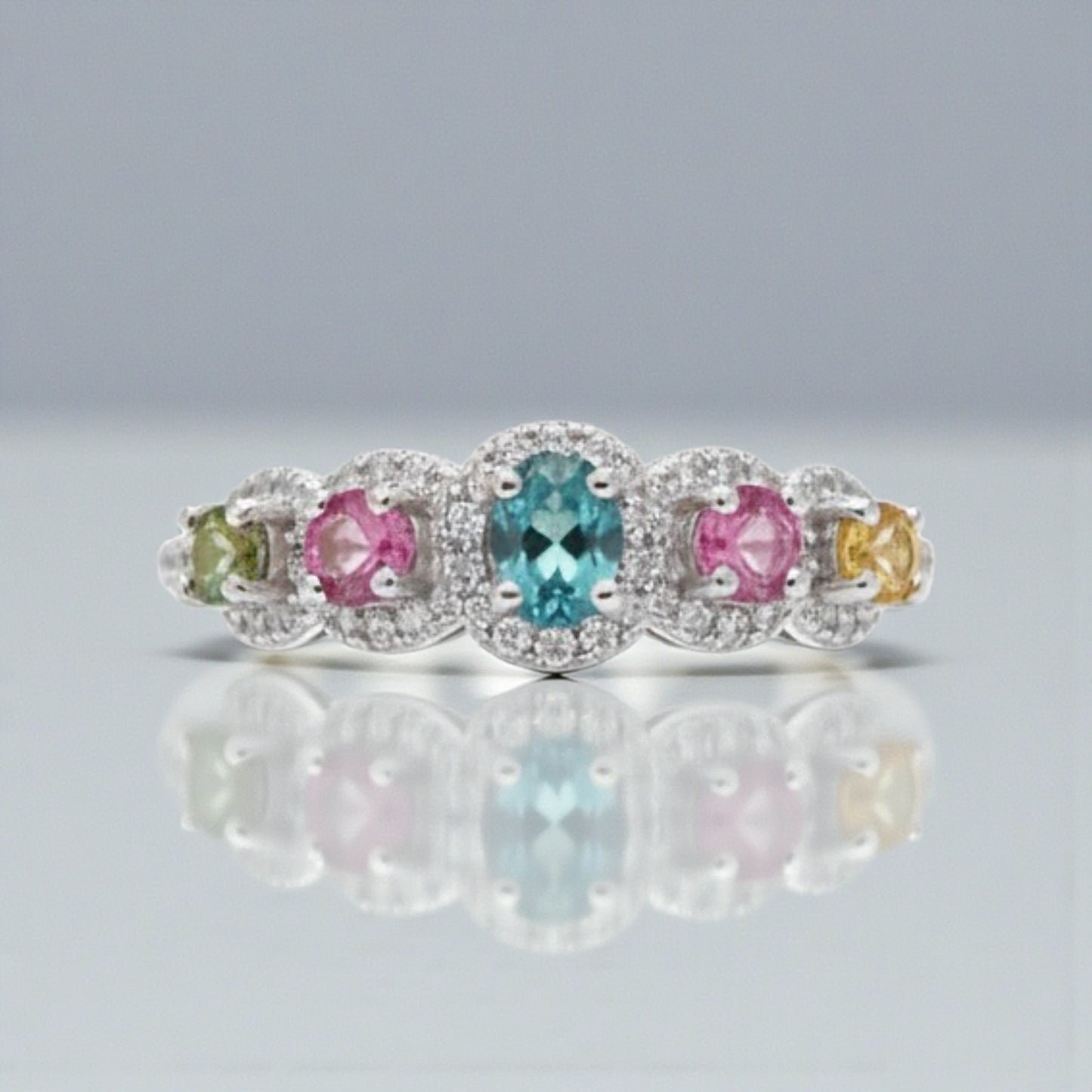Anello Tormalina Multicolor Luxury, Argento s925