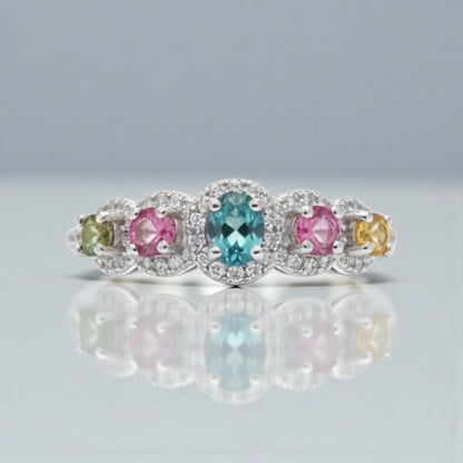 Anello Tormalina Multicolor Luxury, Argento s925
