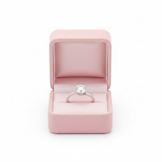 Anello Solitario con MOISSANITE mm 8.5 , in Argento S925