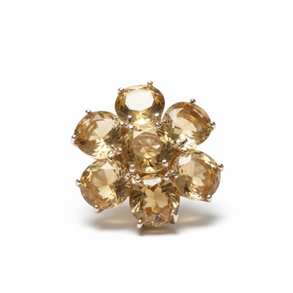 Anello Fiore in Pietre Preziose, Argento 925