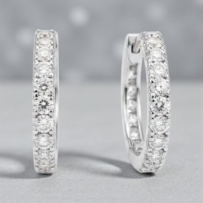Orecchini Cerchio Tennis in Moissanite 2mm, Argento s925