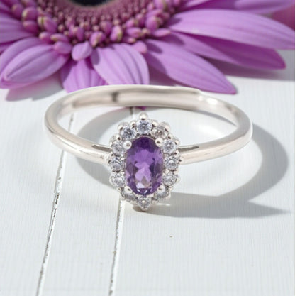 Anelli Micro kate Viola e Acquamarina, Argento S925