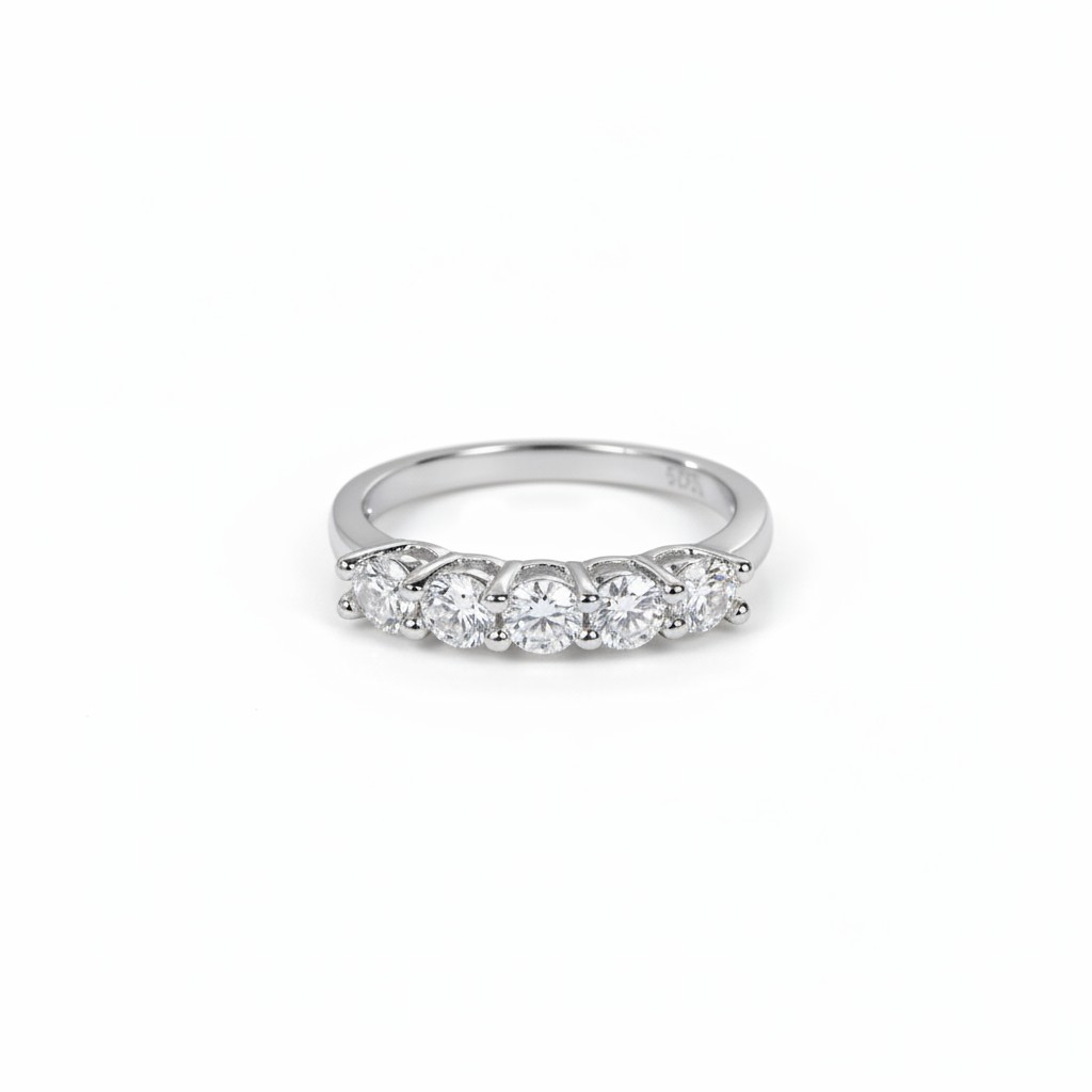 Semiveretta, in MOISSANITE certificata, in Argento S925