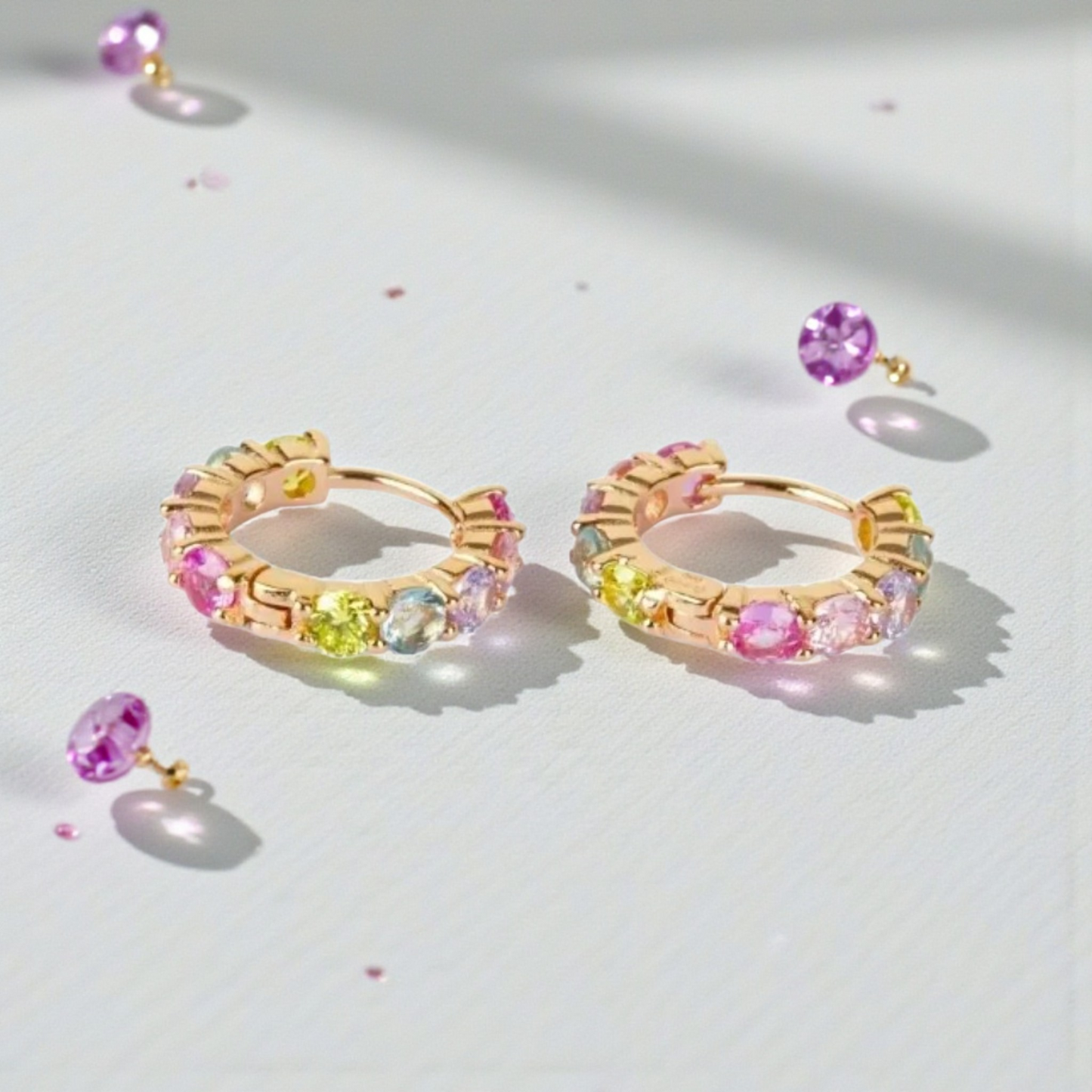 Orecchini Cerchio Multicolor, in Argento s925