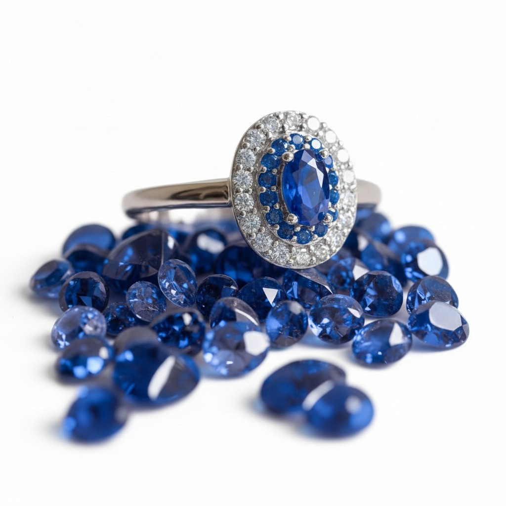 Royal Kate Ring, blue and white, S925 Silver