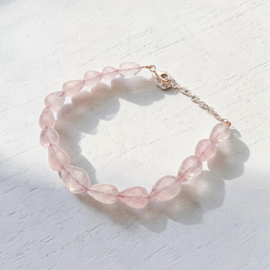 Bracciale Gocce Briolette di Morganite, Artigianato puro, Argento s925