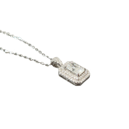 Collana Rettangolo Luxury in MOISSANITE USA, in Argento S925