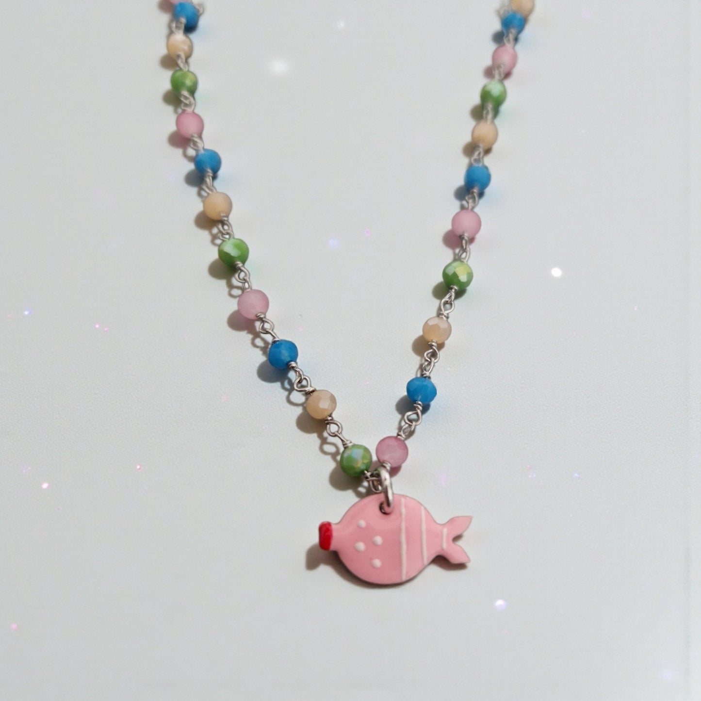 Collana Color con Pesciolino, Argento s925