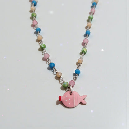 Collana Color con Pesciolino, Argento s925