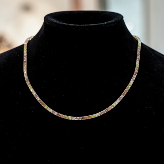 Collana Tennis Arlecchino, 3mm, Argento 925 e Zirconi