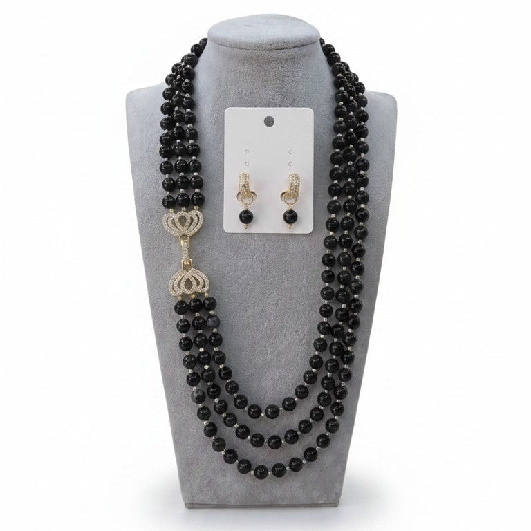Long Necklace with Multicolor Sapphire Stones, S925 Silver and Gold