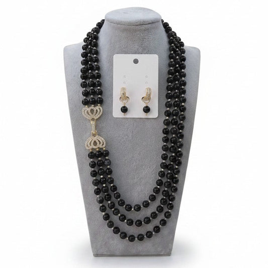 Long Necklace with Multicolor Sapphire Stones, S925 Silver and Gold