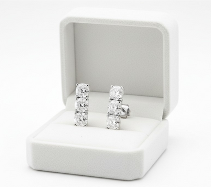 Orecchini Trilogy MOISSANITE certificata, in Argento S925