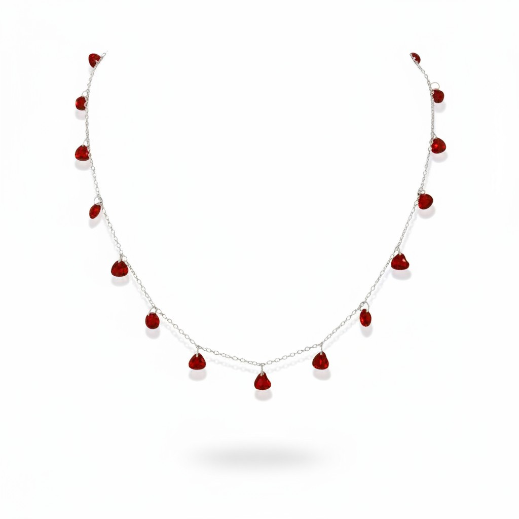 Multi-Pendant Zircon Heart Necklace, S925 Silver