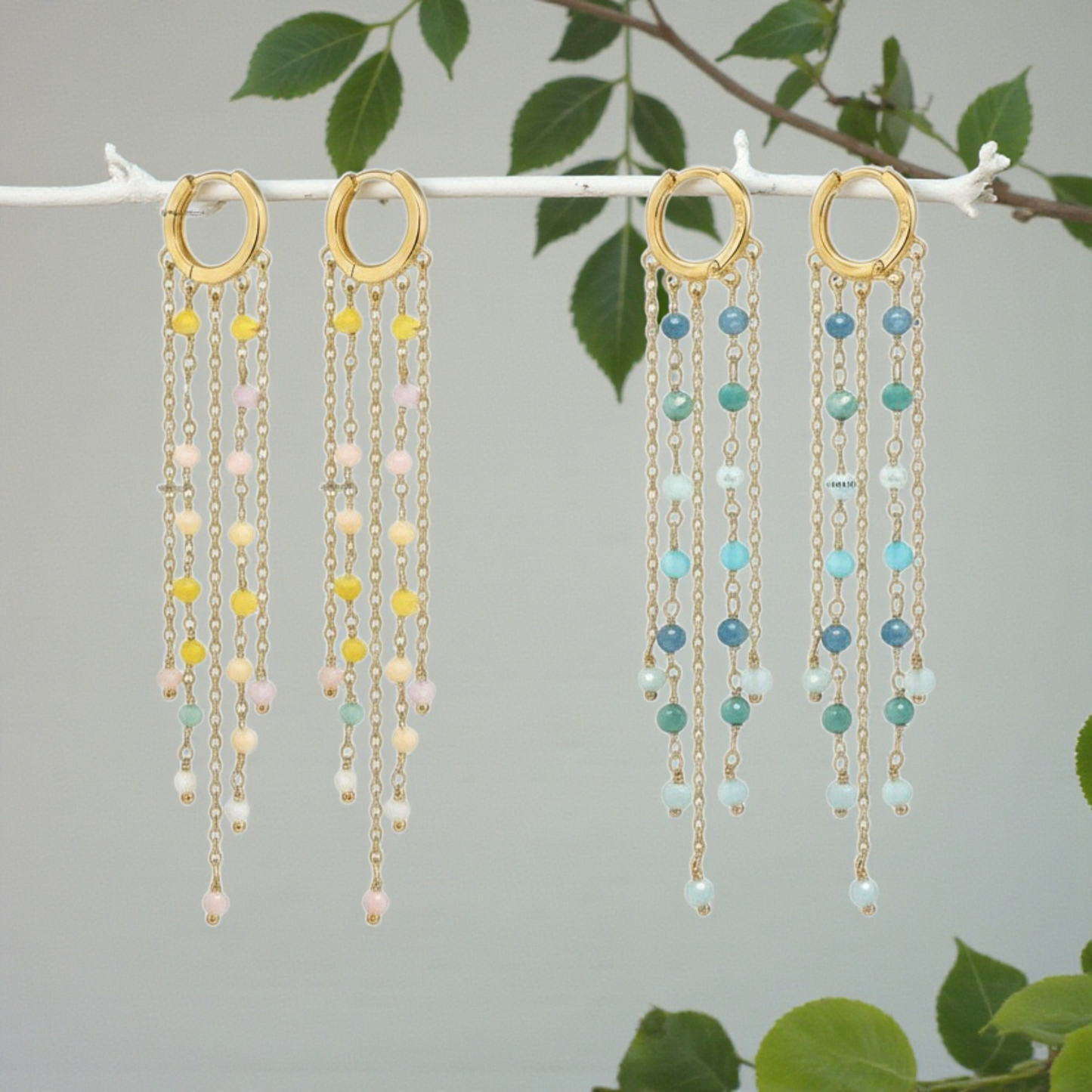 Orecchini Lunghi Multifilo Color, Argento s925