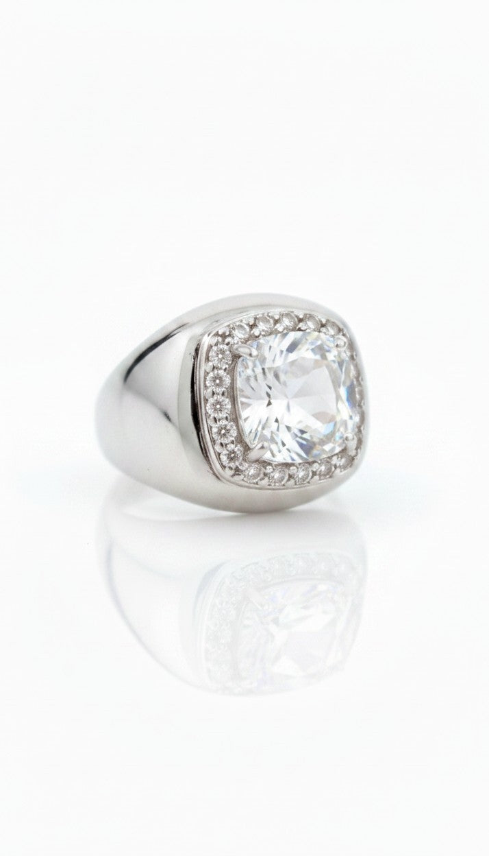 Anello Chevalier Zircone Quadrato Bianco, in Argento s925