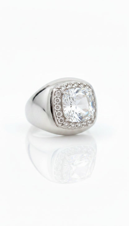 Anello Chevalier Zircone Quadrato Bianco, in Argento s925