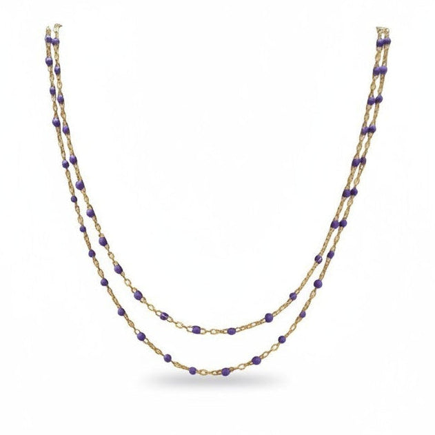 Collana Catena Ovalini Smaltati Viola, in ACCIAIO inox