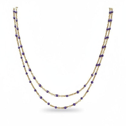 Collana Catena Ovalini Smaltati Viola, in ACCIAIO inox