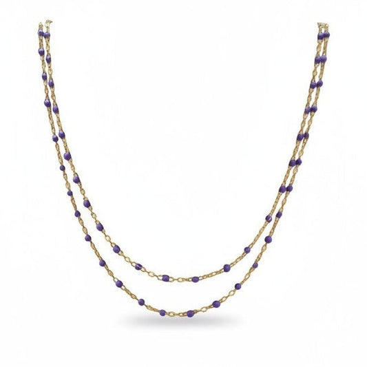 Collana Catena Ovalini Smaltati Viola, in ACCIAIO inox