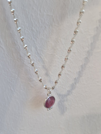 Torcion Necklace with ROUND Pendant in real stones