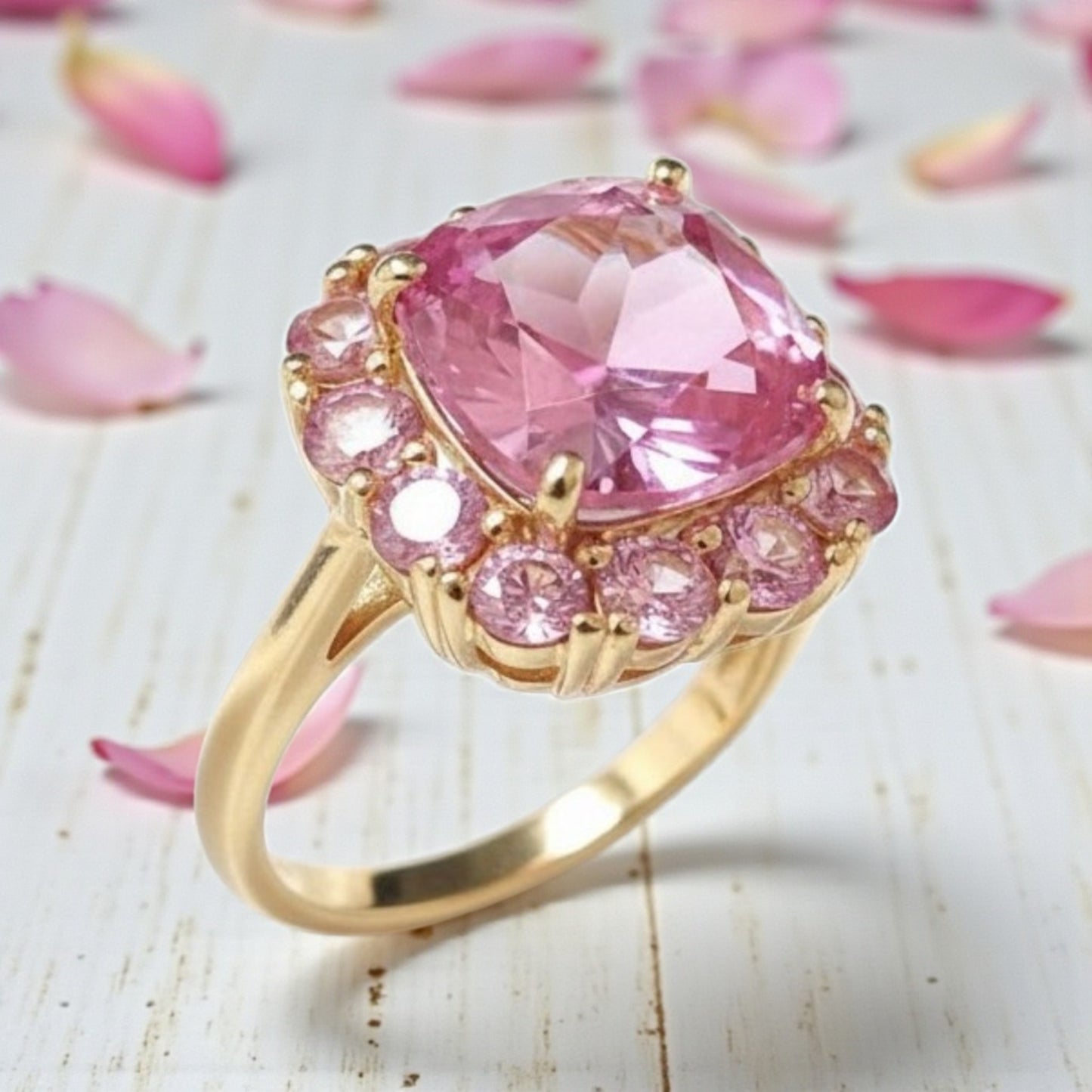 Anello Quadrato Brilliance Rosa, Argento s925