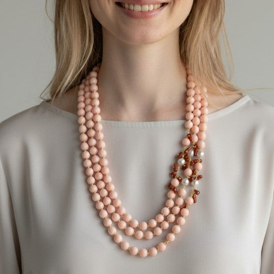 Long Necklace with Multicolor Sapphire Stones, S925 Silver and Gold